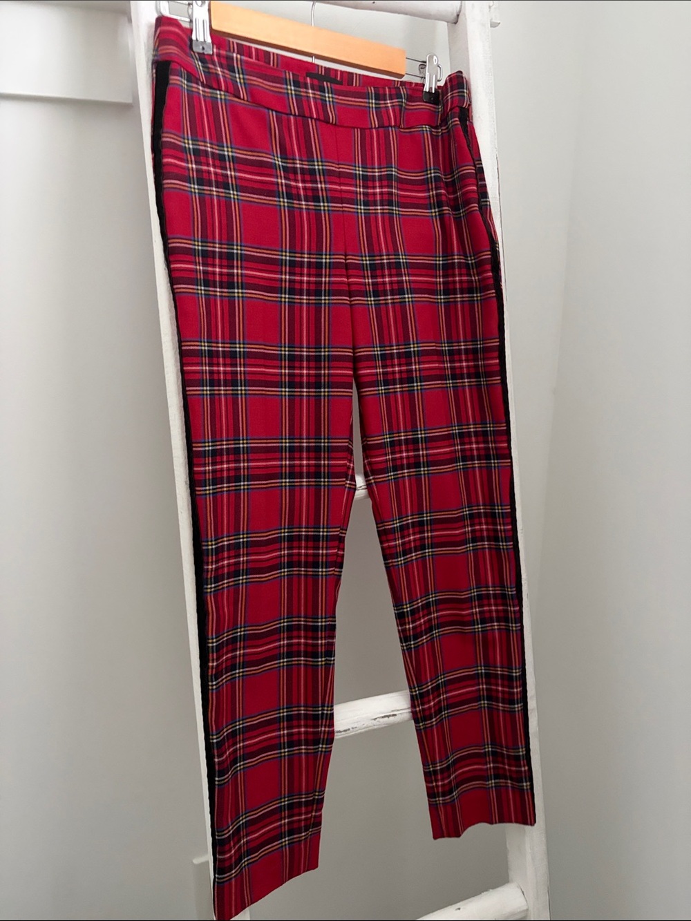 Talbots Red Tartan Slim Ankle Trousers